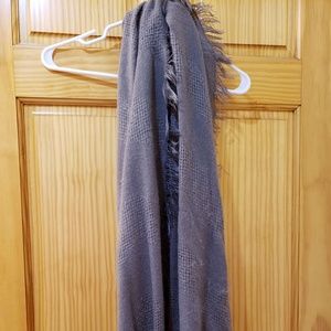 Gray fringe infinity scarf